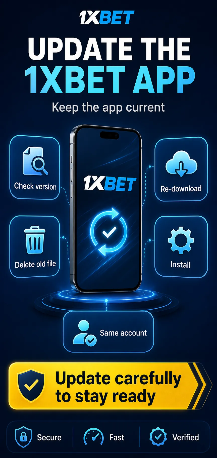 Updating 1xBet APK without losing account access